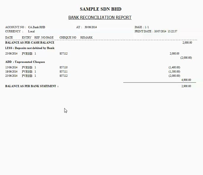 GAMS Bank Reconciliation